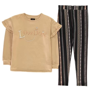 image of Firetrap Pearl Sweater and Leggings Set Junior Girls - Nude Chain