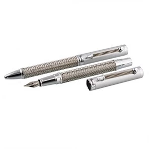 Stratton Rollerball & Fountain Pen Set - Two Tone Silver