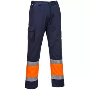 image of Portwest E049ONRL - sz L Hi-Vis Two Tone Combat Trousers - Orange/Navy - Orange/Navy