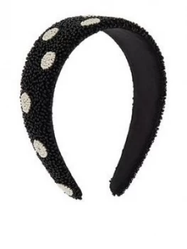 image of Accessorize Beaded Dot Headband - Black