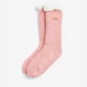 Barbour Womens Cable Knit Lounge Socks - Dusty Pink