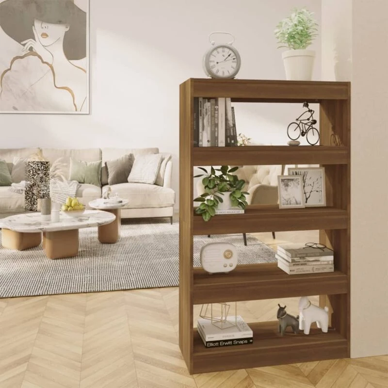 Image of VIDAXL Book Cabinet/Room Divider Brown Oak 80x30x135cm Engineered Wood Vidaxl 8720286844533