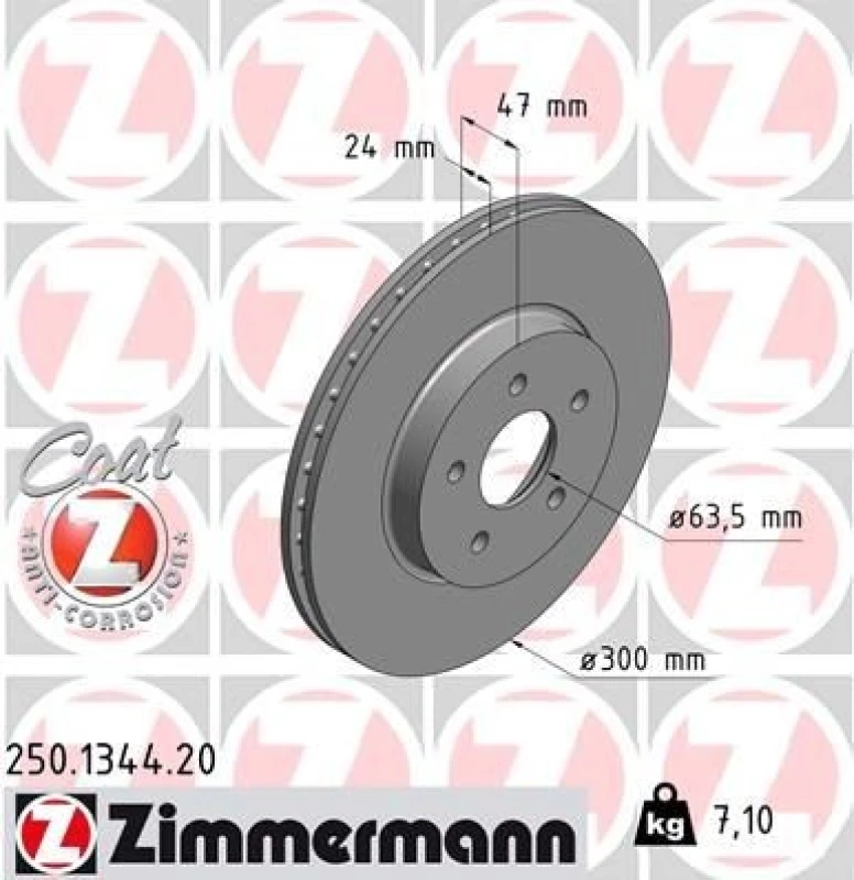 Image of ZIMMERMANN Brake disc ZIMMERMANN 250.1344.20