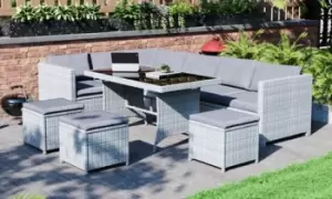 Image of Garden Vida Nine-Seat Berave Rattan-Effect Dining Set, Black, LG