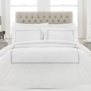 Image of Paoletti Cleopatra King Duvet Cover Set Cotton Silver