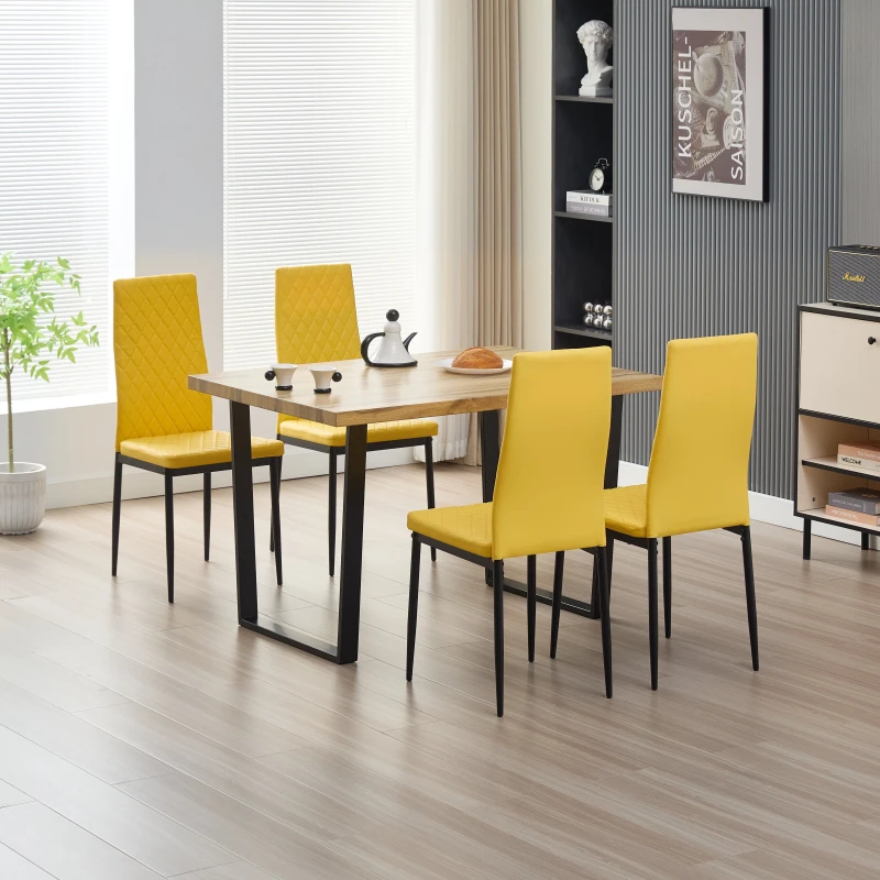 Image of Outdoor Living Colorado Dining Table with 4 Mustard Emily Leather Chairs Mustard Unisex