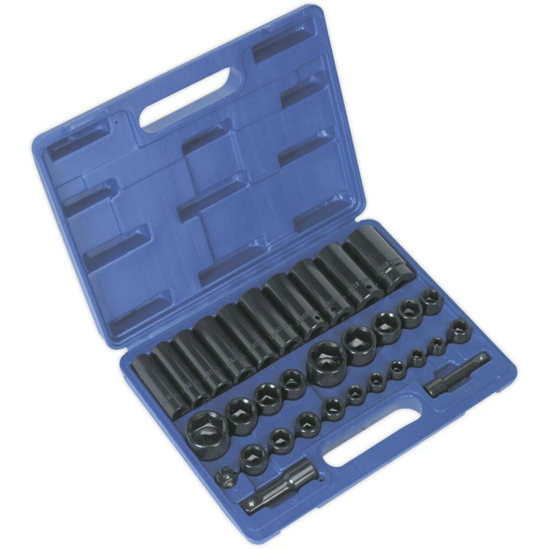 Image of Loops 32 Piece Impact Socket Set - 3/8" & 1/2" Sq Drive - Standard & Deep Sockets Multi