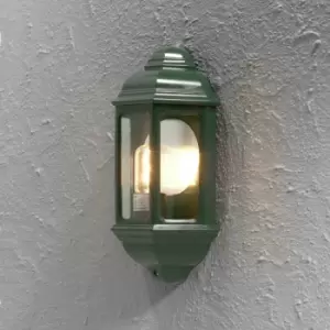 Image of Netlighting Cagliari Outdoor Simple Lantern Flush Wall Light - Green, IP43