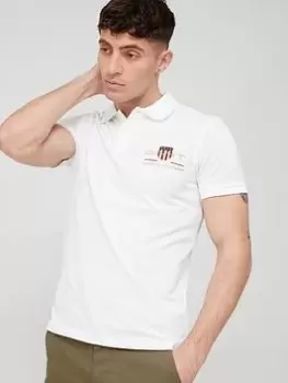 Image of Gant Archive Shield Pique Polo Shirt, White, Size L, Men