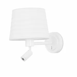 Image of Michigan wall lamp with reading light, white steel, without lampshade