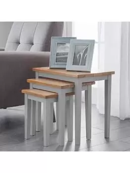 image of Julian Bowen Cleo Nest Of Tables 2 Tone Grey & Oak