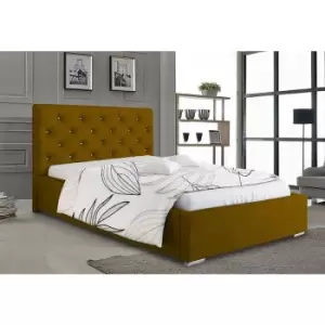 Image of Envisage Trade - Hillary Upholstered Beds - Plush Velvet, King Size Frame, Mustard - Mustard