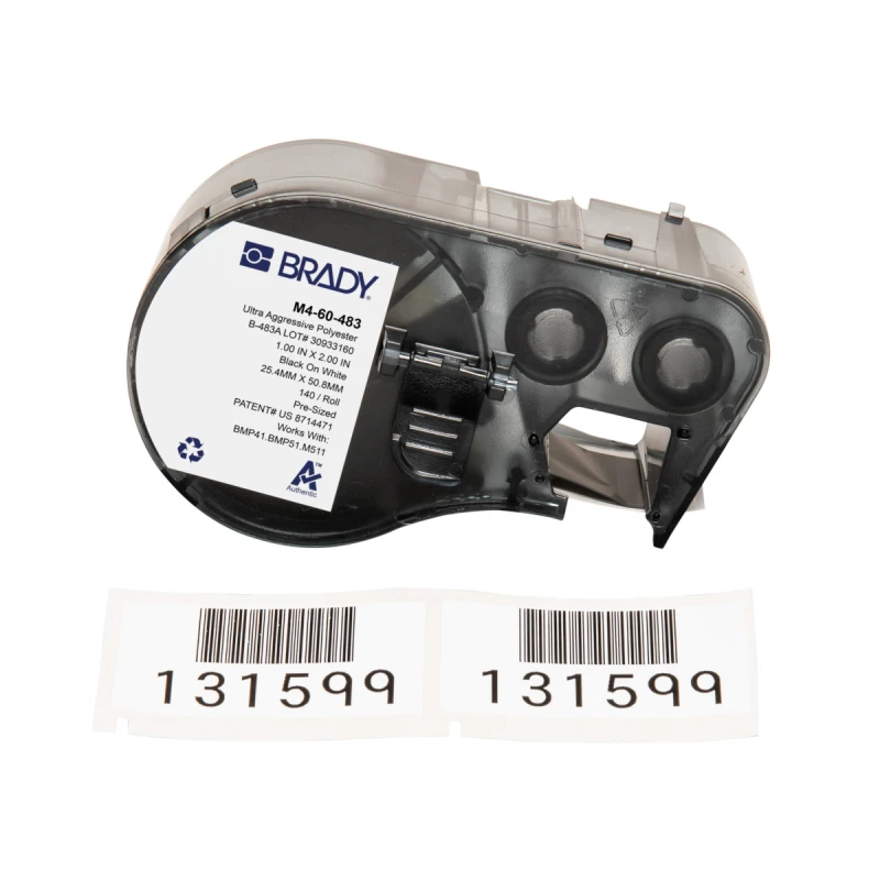 Image of Brady M4-60-483 printer label Black. White Self-adhesive printer label
