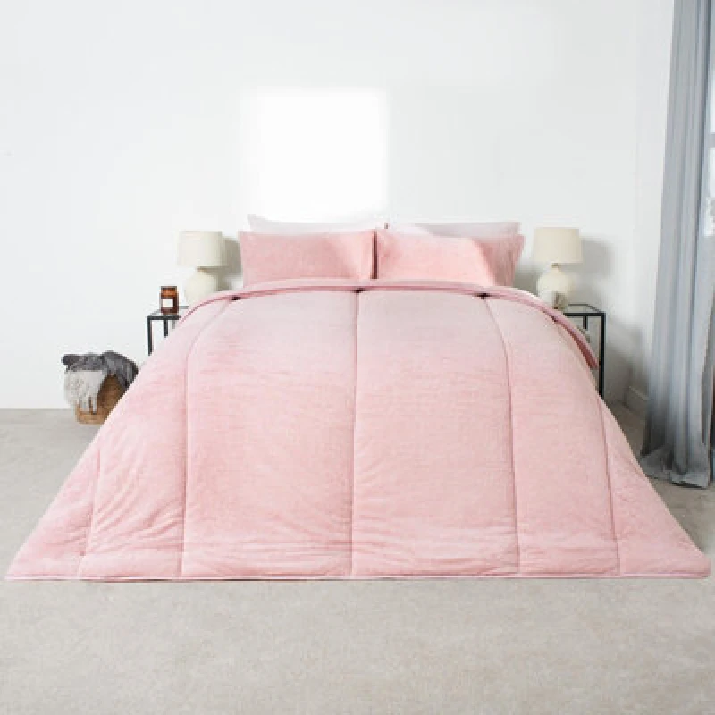 Image of OHS OHS Teddy Fleece Coverless Duvet 10.5 TOG Pillowcase in Light Pink Size: Single Light Pink Single Unisex 5027434175512