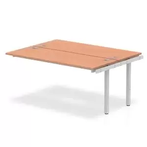 Image of Impulse Bench B2B Ext Kit 1600 Silver Frame Office Bench Desk Beech