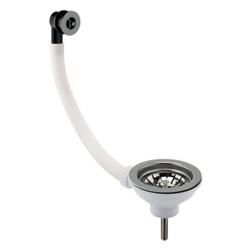 Image of Balterley Fireclay Sink Basket Strainer Waste with Overflow Brushed Nickel 90mm Metallics