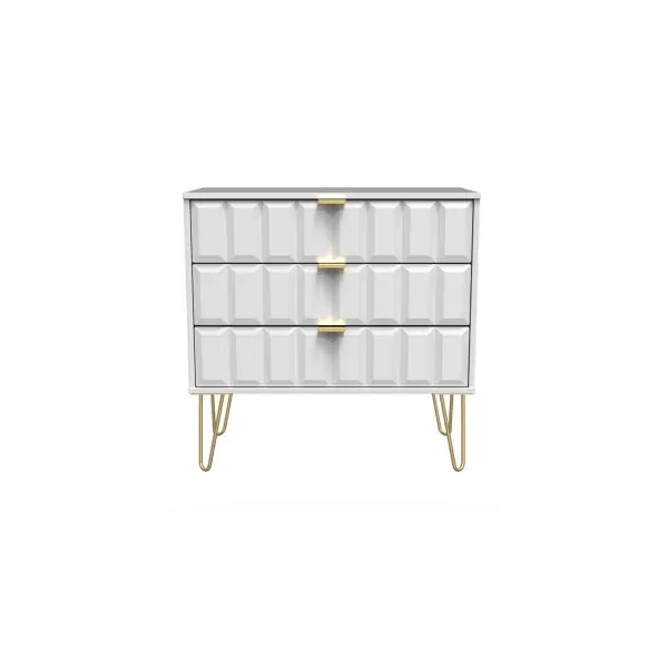 image of Ready Assembled Cuba 3 Drawer Chest - White Matt