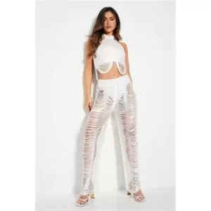 Image of I Saw It First White High Wasited Tassle Co-Ord Trousers - White