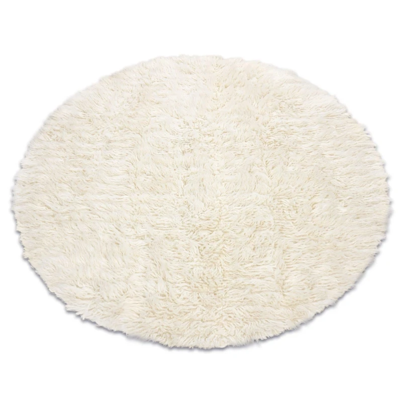 Image of RugsX Flokati Woolen Circle Rug in Beige Size: 110cm diameter Beige Unisex 110cm diameter