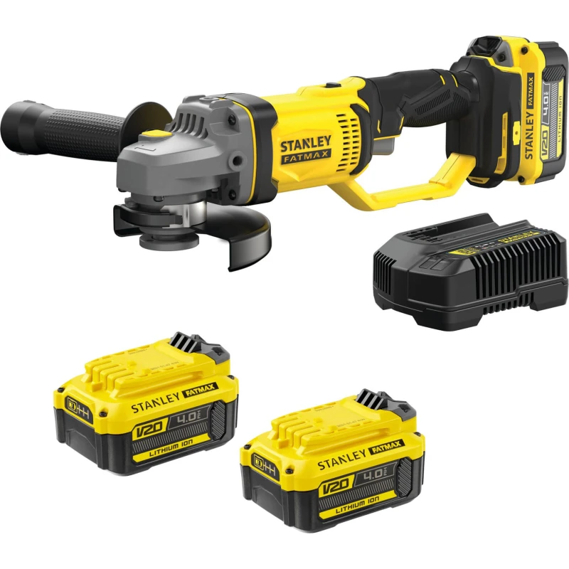 Image of Stanley Fatmax V20 SFMCG400 18v Cordless Angle Grinder 125mm SFMCG400M3 Batteries: 3 x 4ah Li-ion