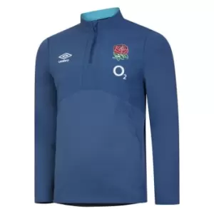 image of Umbro England Rugby Half Zip Hoodie Adults - Blue