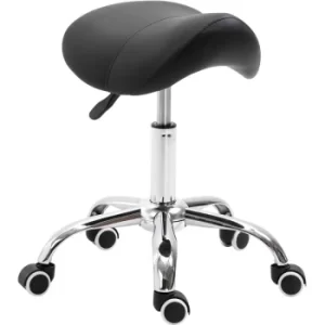 image of HOMCOM PU Leather Saddle Stool w/ Moulded Padded Seat Adjustable Height Black