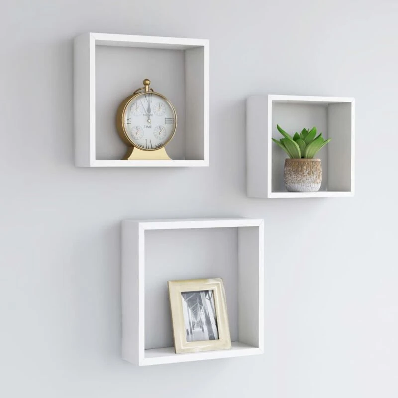 Image of VIDAXL Wall Cube Shelves 3 pcs White MDF vidaXL 8720286075807