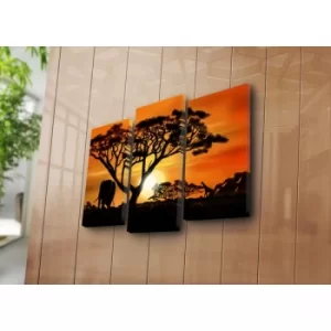 Image of 3NATPAT-5 Multicolor Decorative Canvas Painting (3 Pieces)