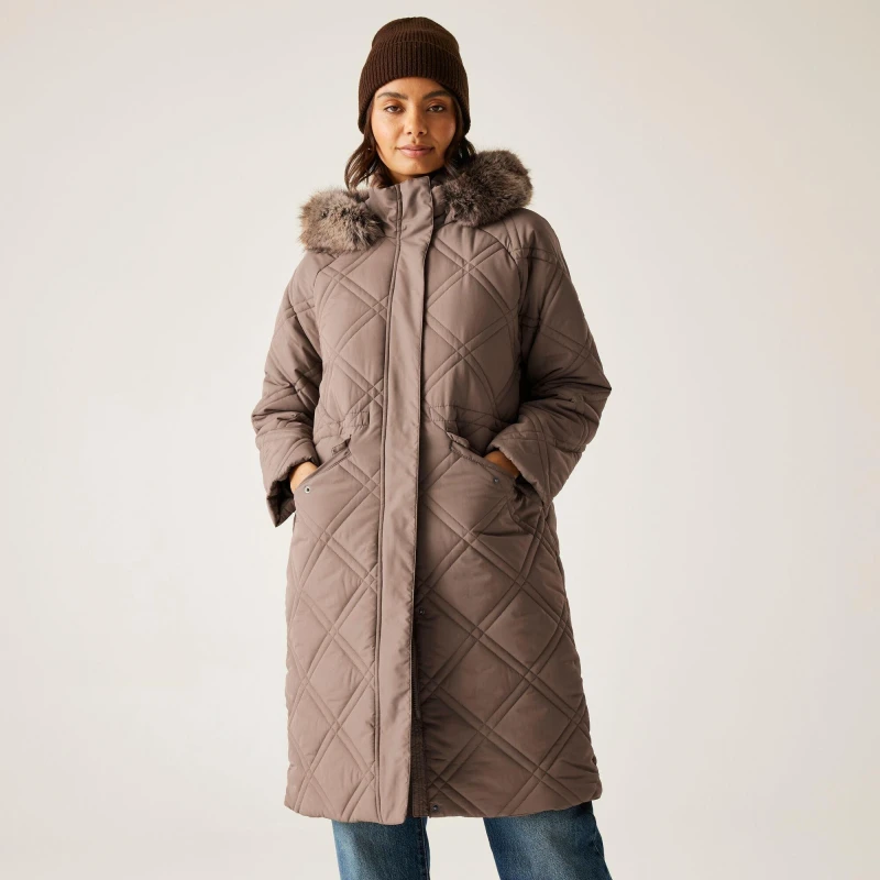 Image of Regatta Womens Freyla Water Resistant Insulated Quilted Jacket Brown female 8