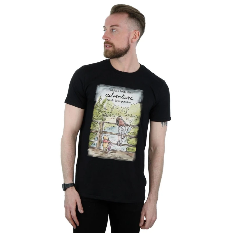 Image of Disney Men Winnie The Pooh Adventure T-Shirt in Black Size: Small Black S Male 5057864421101