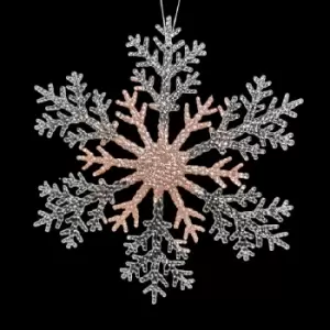 image of 31cm Acrylic Glitter Hanging Snowflake Christmas Decoration in Rose Gold