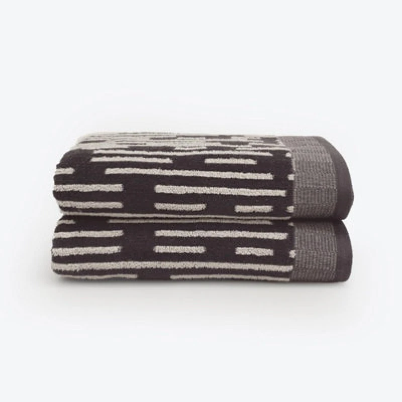 Image of Allure Bath Fashions Pop Up Zero Twist Barcode Stripe Pair Of Bath Towels - Dark Steel