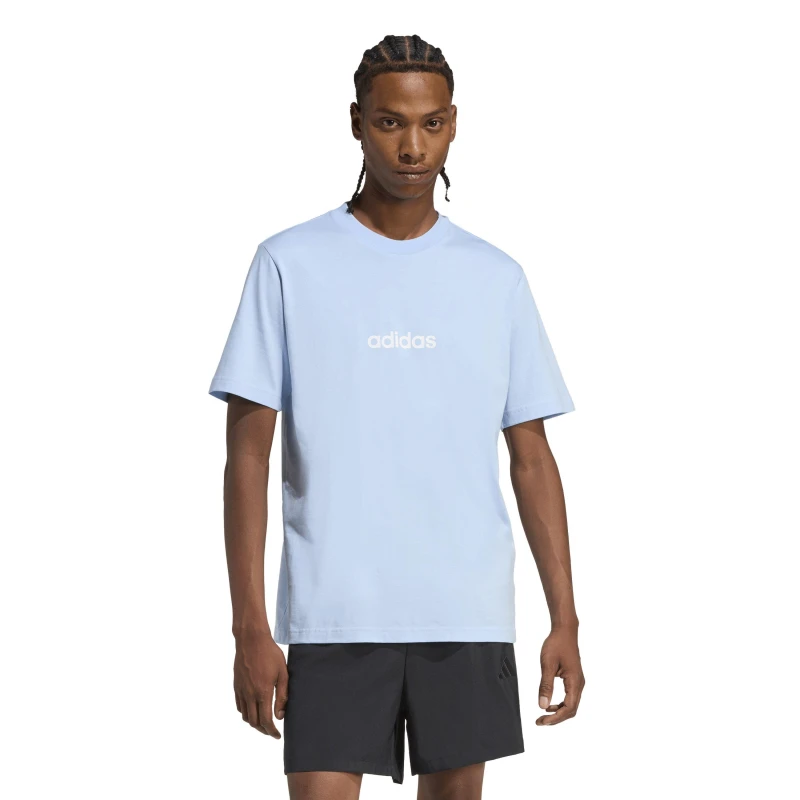 Image of adidas Essentials Single Jersey Logo T-Shirt Mens Glow Blue Lin male 2XL