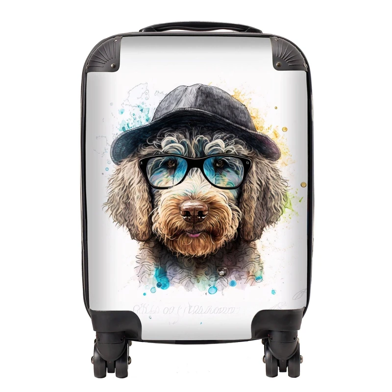 Image of Warren Reed - Designer Labradoodle Dog Face Splashart Suitcase Size: Large Multicolor Unisex Large