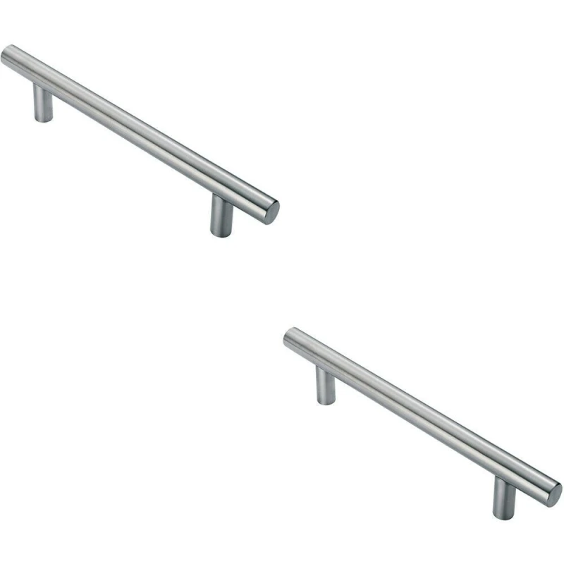 Image of Loops 2x 25mm Straight T Bar Pull Handle 300mm Fixing Centres Satin Stainless Steel Metallics unisex