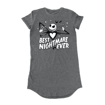 Image of Nightmare Before Christmas - Best Nightmare Womens XX-Large T-Shirt Dress - Grey
