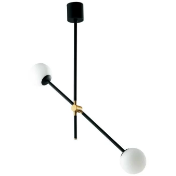 Image of Fan Europe Lighting - Fan Europe Antitesi - Globe Ceiling Pendant, Black, Gold, Opal, E14