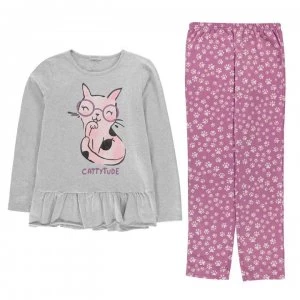 image of Benetton Benetton Cat PJ Set Gi93 - 506 Grey Lilac