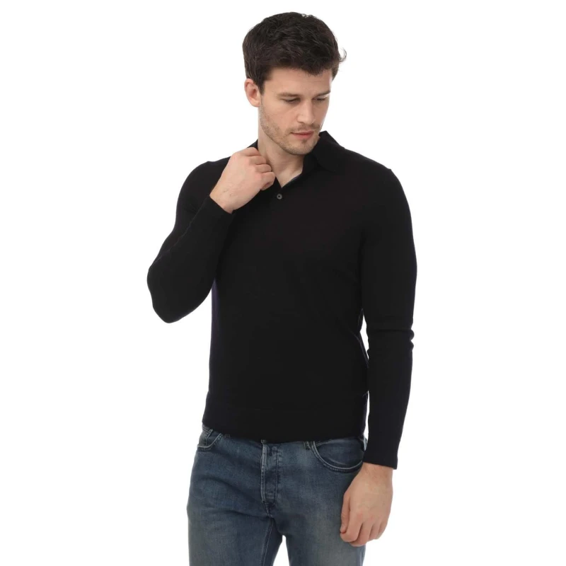 Image of Ted Baker Kamber Long Sleeve Merino Wool Core Polo - Blue Blue S