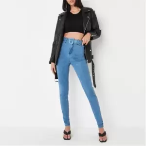 image of Missguided Tallself Fabri Missguided Tallself Fabric Belted Vice Jean - Blue