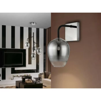 Image of Schuller Izar - Wall Light with Shade, Matt Black, Chrome, Blurred, 1x G9