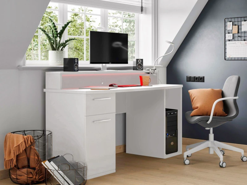 Image of Flair Power Z Compact Gaming Desk in White White Unisex