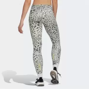 image of adidas FastImpact Running Leopard 7/8 Tights Womens - Linen Green / Carbon