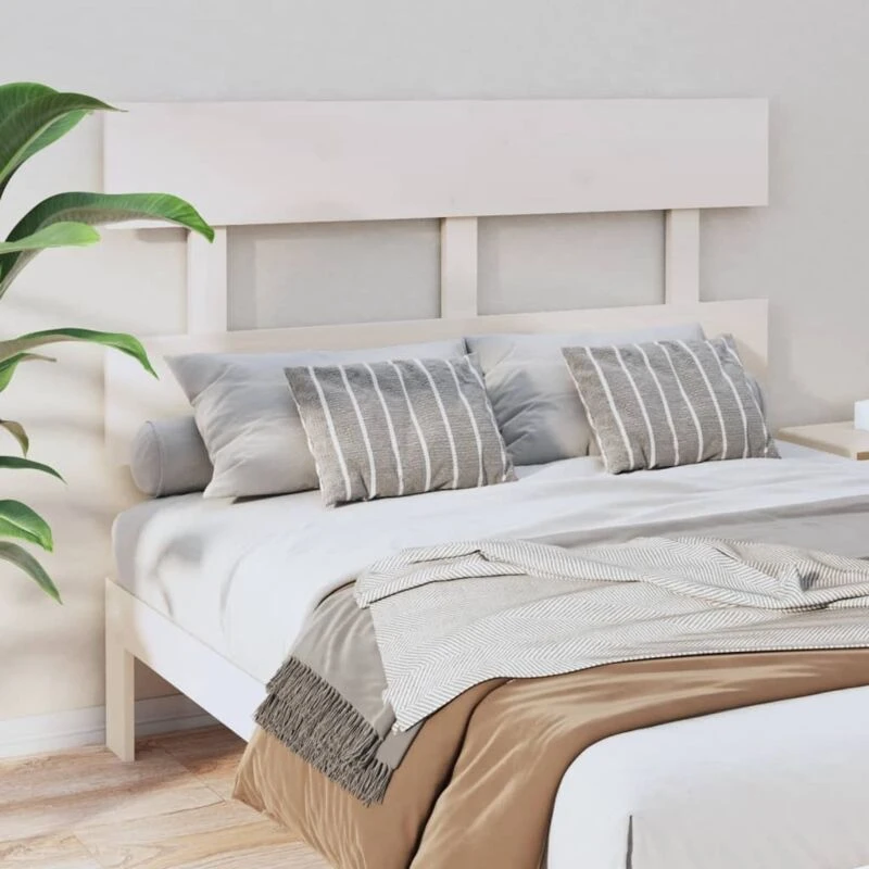 Image of Vidaxl Bed Headboard White 124X3X81cm Solid Wood Pine, White 819061
