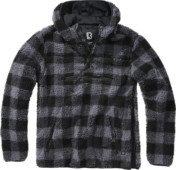 Image of Brandit Fleece Worker Pullover Hooded sweater Black grey M Men