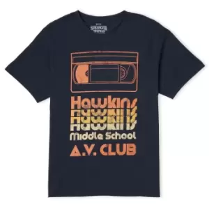 Image of Stranger Things Hawkins AV Club Mens T-Shirt - Navy - L