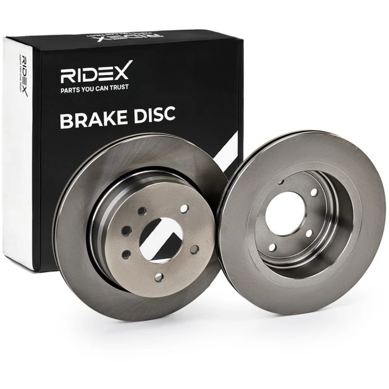 Image of RIDEX 82B1228 Brake disc Rear Axle, Vented, Cast Iron, Uncoated, Untreated, without bolts/screws Cast Iron Brake Disc (82)