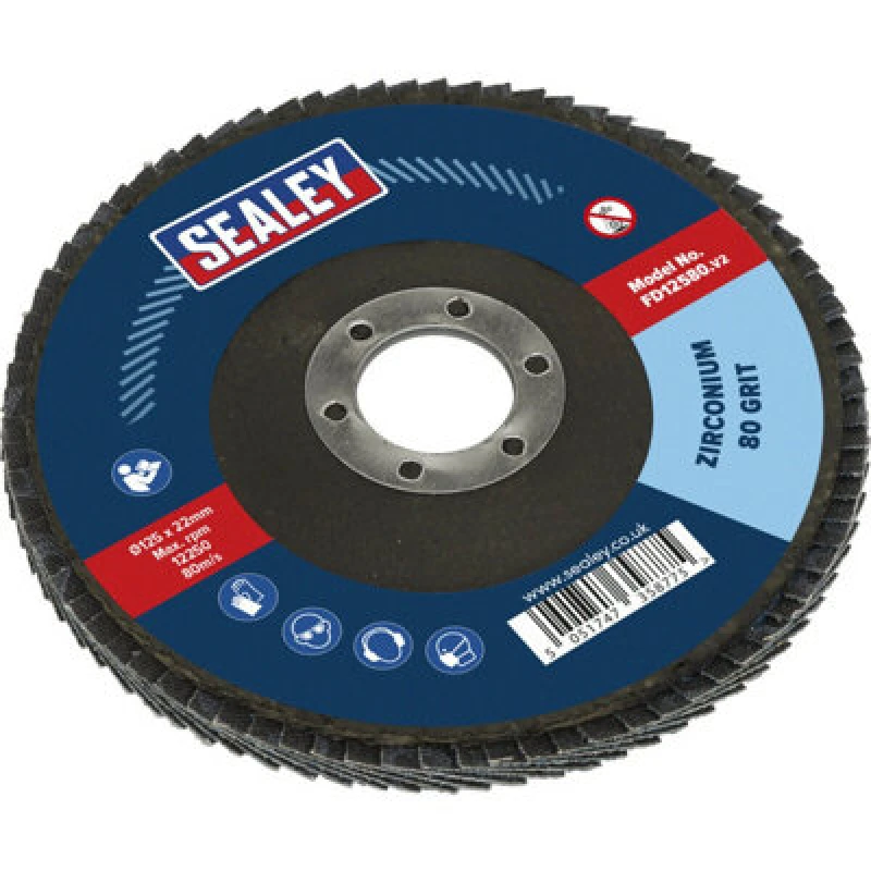 Image of Loops 125mm Zirconium Flap Disc - 22mm Bore - Depressed Centre Disc - 80 Grit Multi