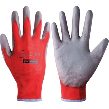 Image of Palm-side Coated Red/Grey Gloves - Size 9 - Tuffsafe