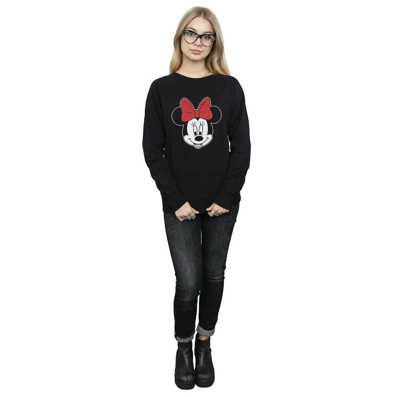 Image of Disney Minnie Mouse Head Sweatshirt Black
